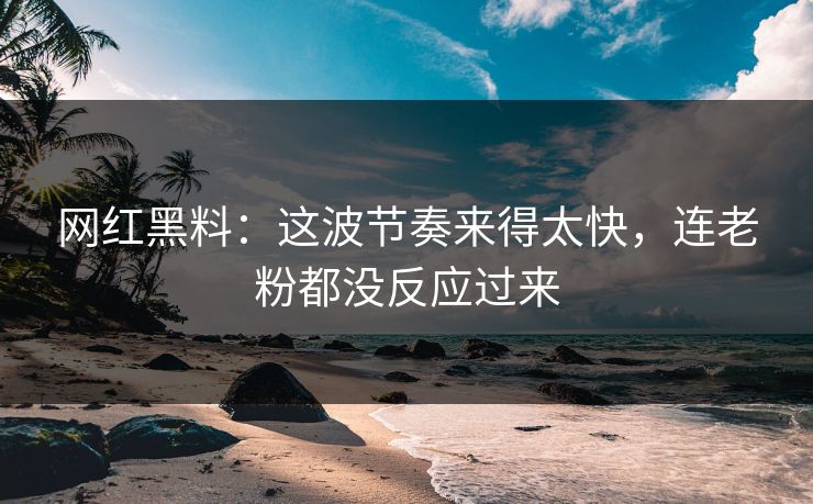 网红黑料：这波节奏来得太快，连老粉都没反应过来