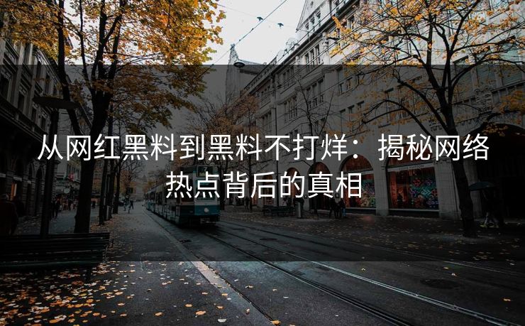 从网红黑料到黑料不打烊：揭秘网络热点背后的真相
