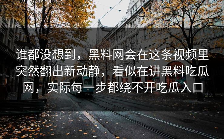 谁都没想到，黑料网会在这条视频里突然翻出新动静，看似在讲黑料吃瓜网，实际每一步都绕不开吃瓜入口