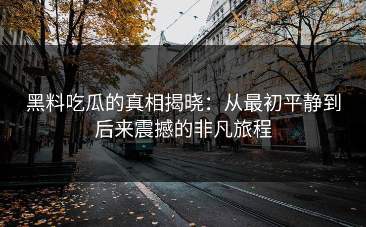 黑料吃瓜的真相揭晓：从最初平静到后来震撼的非凡旅程
