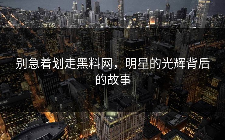 别急着划走黑料网，明星的光辉背后的故事