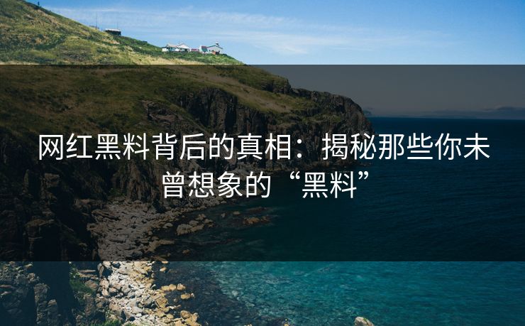 网红黑料背后的真相：揭秘那些你未曾想象的“黑料”