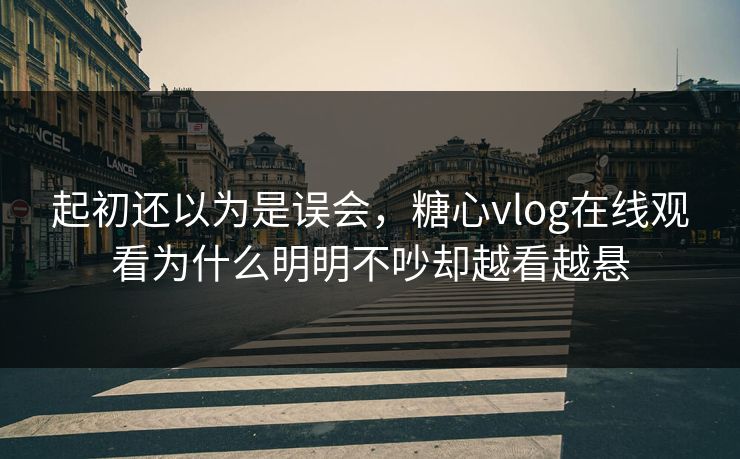 起初还以为是误会，糖心vlog在线观看为什么明明不吵却越看越悬