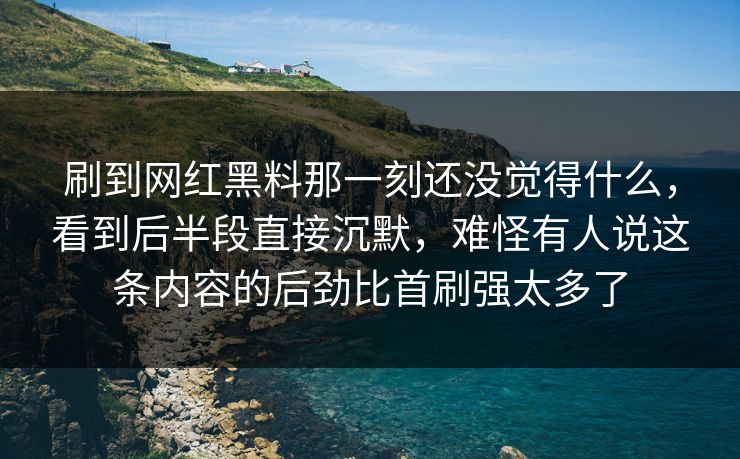 刷到网红黑料那一刻还没觉得什么,看到后半段直接沉默,难怪有人说这条内容的后劲比首刷强太多了 刷到网红黑料那一刻还没觉得什么,看到后半段直接沉默,难怪有人说这条内容的后劲比首刷强太多了