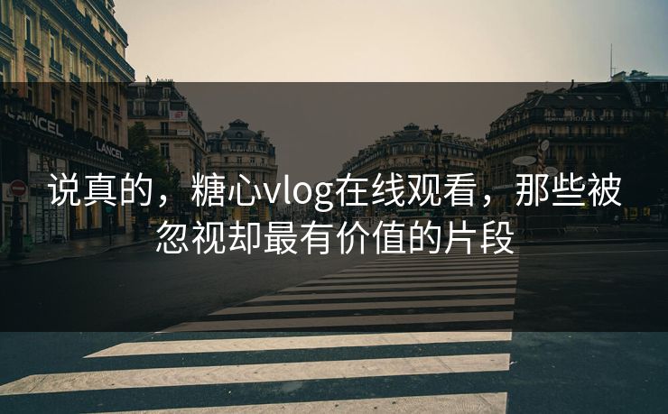 说真的，糖心vlog在线观看，那些被忽视却最有价值的片段